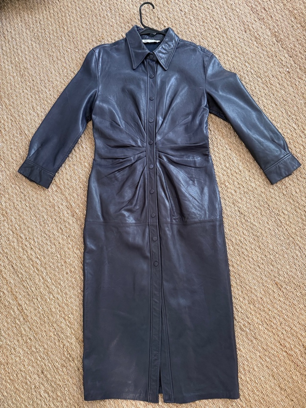 Zara real leather fitted dress